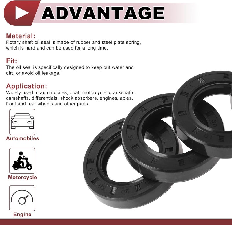 HEROFFIX 5 Pcs Rotary Shaft Seal High Pressure Oil Seal 30x50x10mm Black Nitrile 70 Durometer Rubber - Image 4